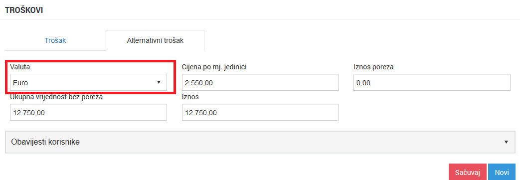 alternativni trošak valuta alternativni trošak valuta