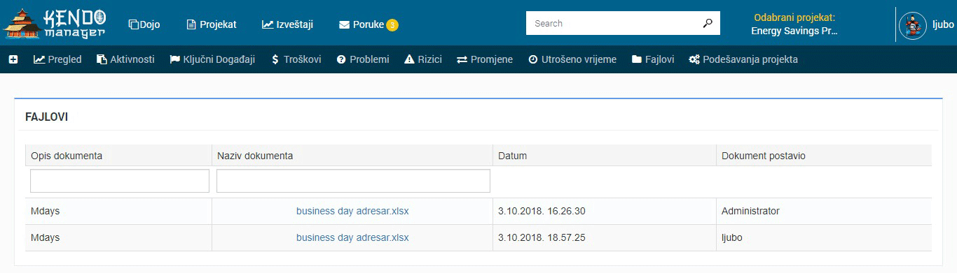 fajlovi i dokumenti u projektu