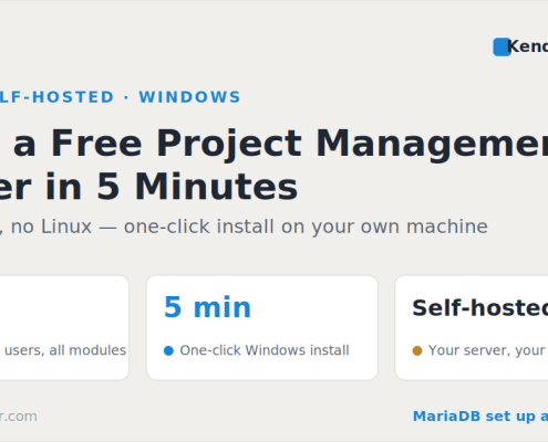 Start a free self-hosted project management server with Kendo Manager in 5 minutes